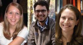 ORED internal funding awardees Claire Cage, Carlos Montalvo, and Lesley Gregoricka